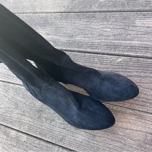 Vintage Ann Klein Made in Italy Black Leather Suede Slouchy Ankle Boot 8.5 - Picture 2 of 8